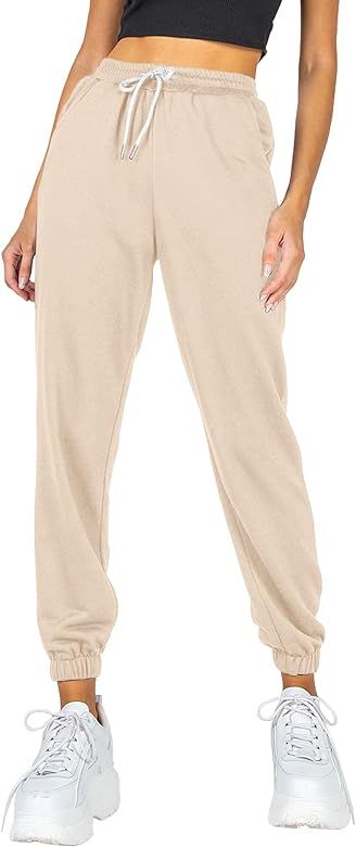 AUTOMET Women's Cinch Bottom Sweatpants High Waisted Athletic Joggers Lounge Pants with Pockets | Amazon (US)