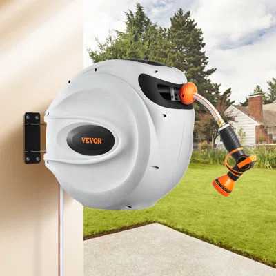 Retractable Plastic Wall Mounted Hose Reel with Automatic Rewind | Wayfair North America