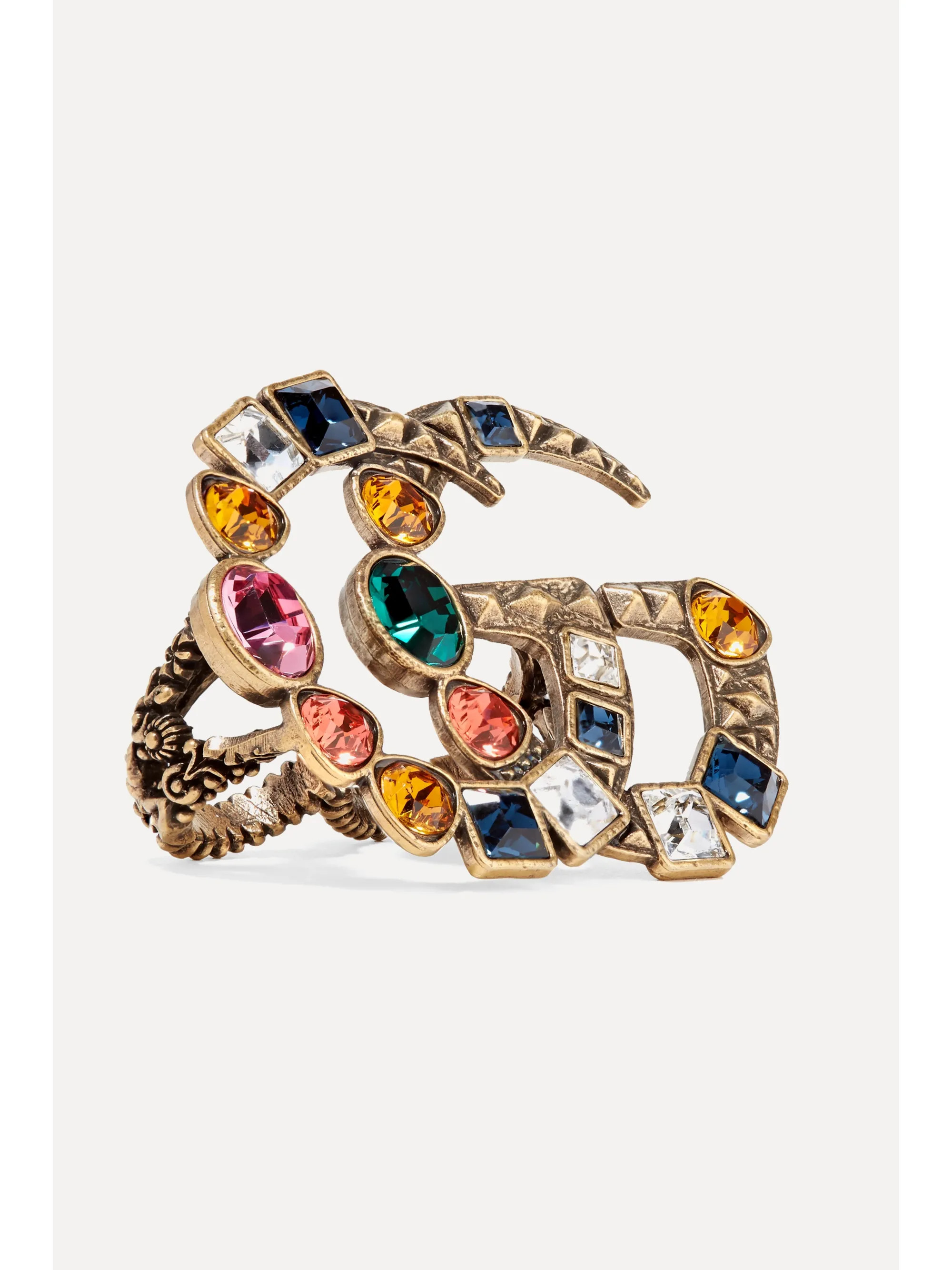 Gold-tone crystal two-finger ring | NET-A-PORTER (US)