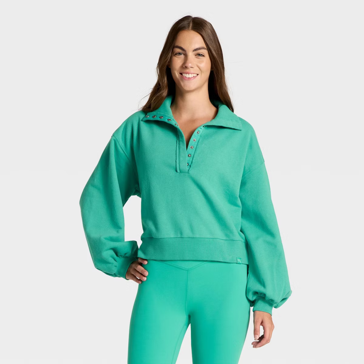 Women's Henley French Terry Sweatshirt - JoyLab™ | Target