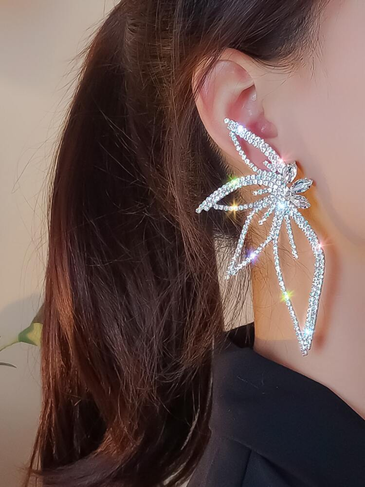 Rhinestone Maple Leaf Design Stud Earrings | SHEIN