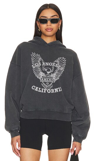 Alec Hoodie White Eagle in Washed Black | Revolve Clothing (Global)
