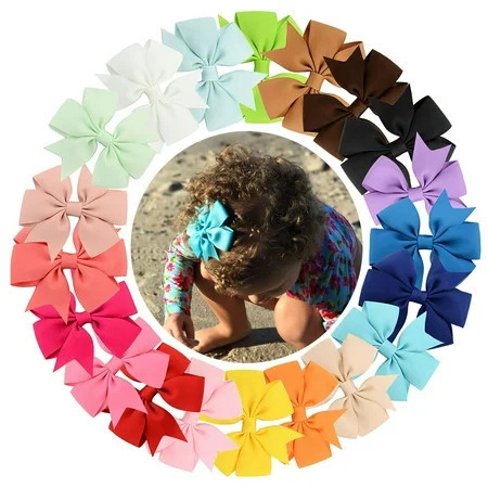 Choicbaby 20Pcs Hair Bow Clip Set Kids Grosgrain Ribbon Bowknot Multicolor Hairpin for Children Baby Girls Hair Bow Headwear | Walmart (US)
