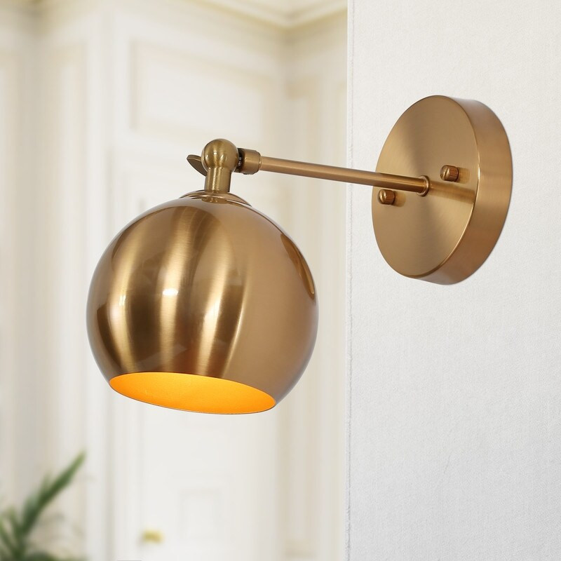 Marden Mid-Century Modern 1-Light Gold Wall Sconce Metal Adjustable Armed Sconces | Bed Bath & Beyond