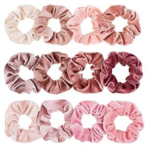 Whaline Blush Theme Hair Scrunchies Velvet Elastics Pink Lovers Scrunchy Bobbles Soft Hair Bands ... | Amazon (US)