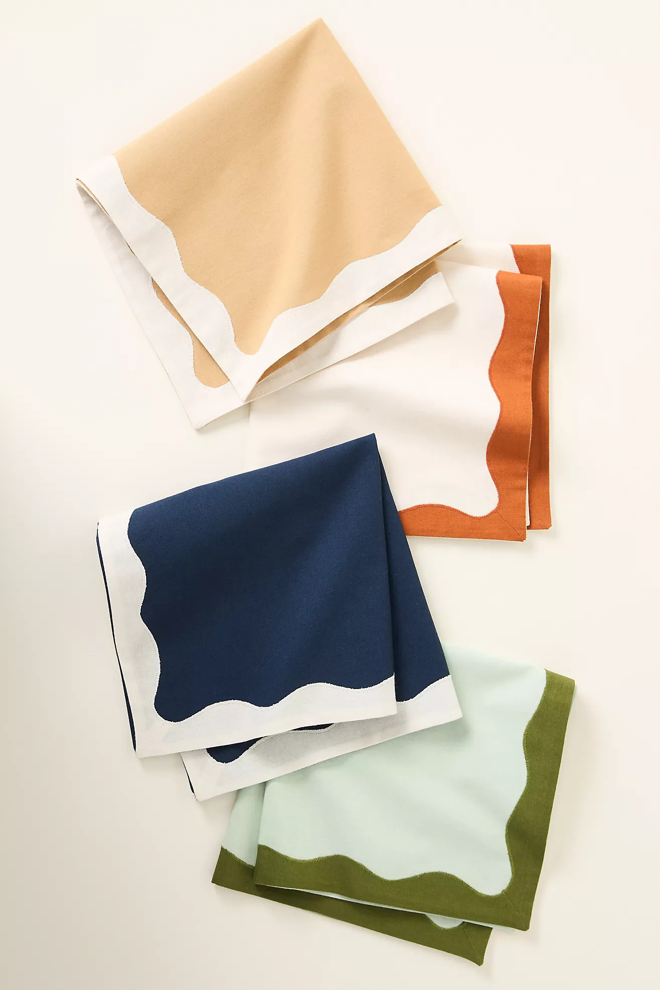 Ruby Scallop-Border Napkins, Set of 4 | Anthropologie (US)