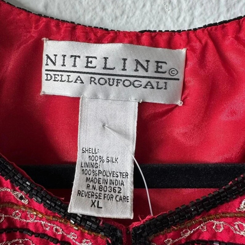 NWT Vintage Niteline Della Roufogali Beaded Silk Jacket XL | Etsy (US)