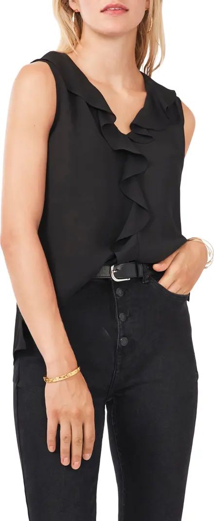 Vince Camuto Ruffle Neck Sleeveless Georgette Blouse | Nordstrom | Nordstrom
