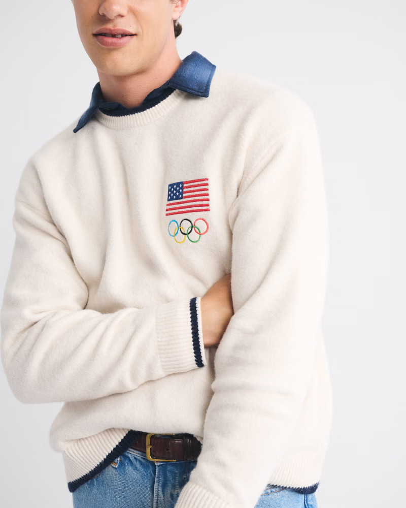 Men's Oversized Olympics Graphic Crew Sweater | Men's Tops | Abercrombie.com | Abercrombie & Fitch (US)