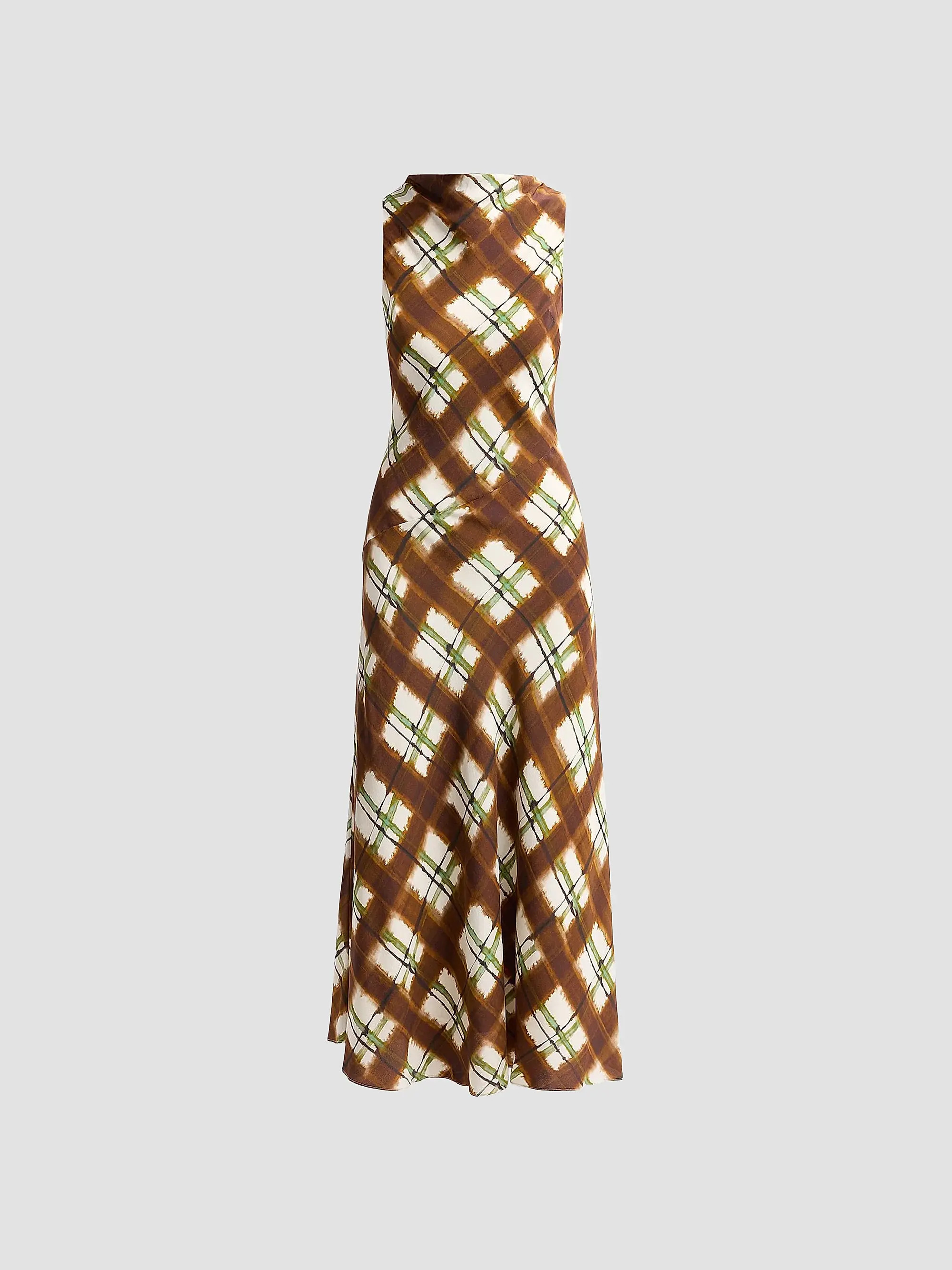 Crystal Plaid Silk Midi Dress | Saks Fifth Avenue