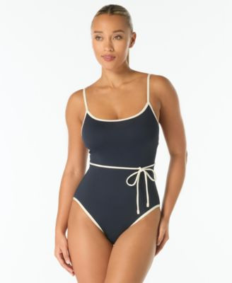 Belted Classic One-Piece Swimsuit | Macy's