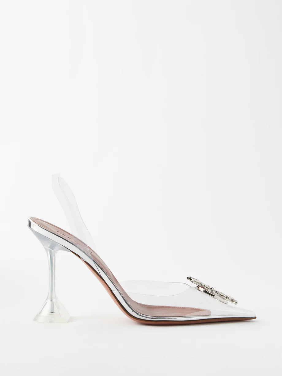 Begum 95 crystal-embellished PVC slingback pumps | Amina Muaddi | Matches (US)