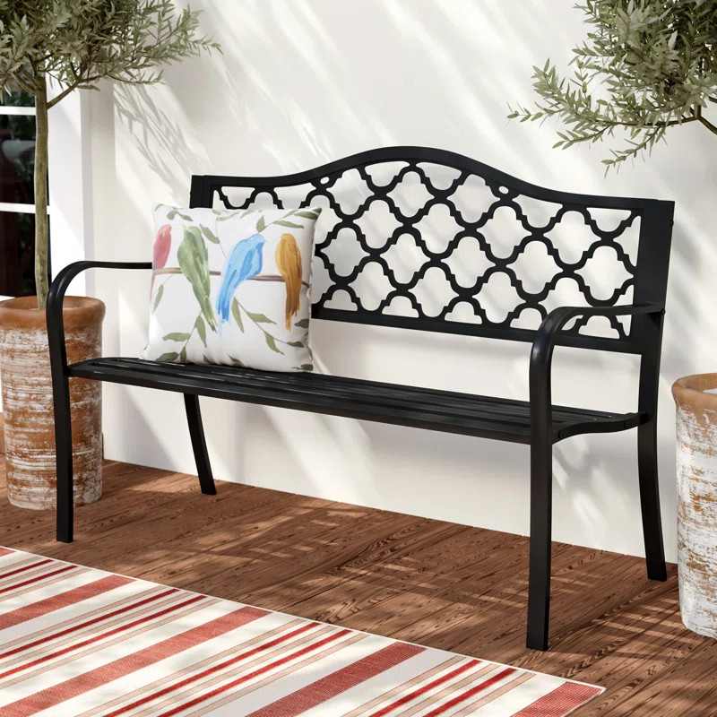 Farrelly Patio Cast Iron Garden Bench | Wayfair North America