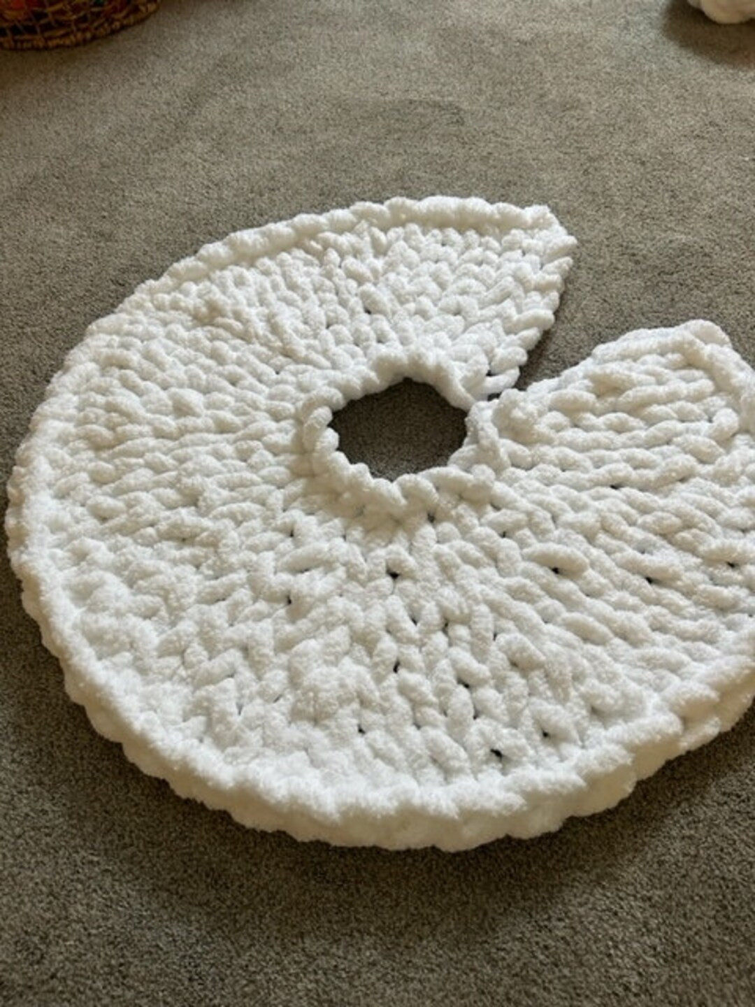 Handmade Chunky Knit Christmas Tree Skirt - Etsy | Etsy (US)