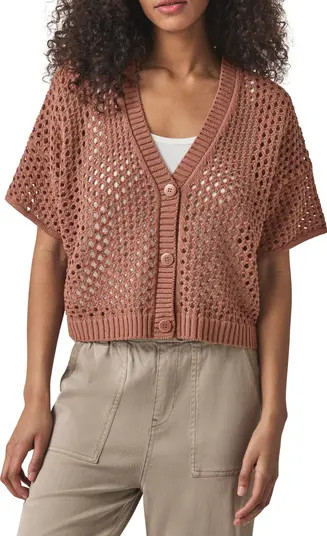 Splendid Nova Short Sleeve Cotton Pointelle Cardigan | Nordstrom | Nordstrom