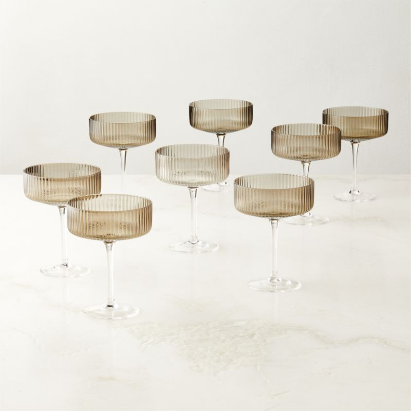 Eve Smoke Coupe Cocktail Glasses Set of 8 + Reviews | CB2 | CB2