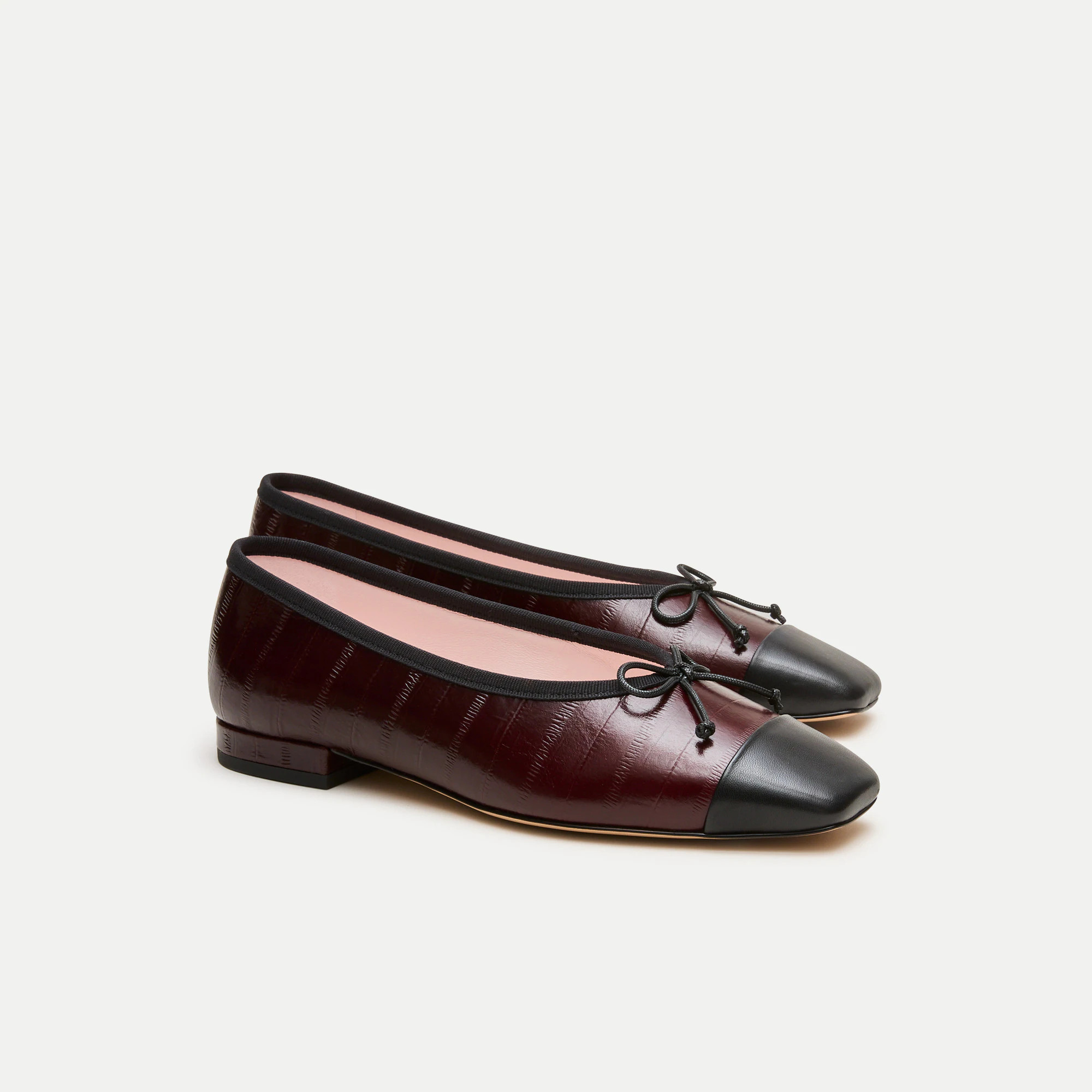 Sophie cap toe ballet flats in eel-embossed leather | J. Crew US