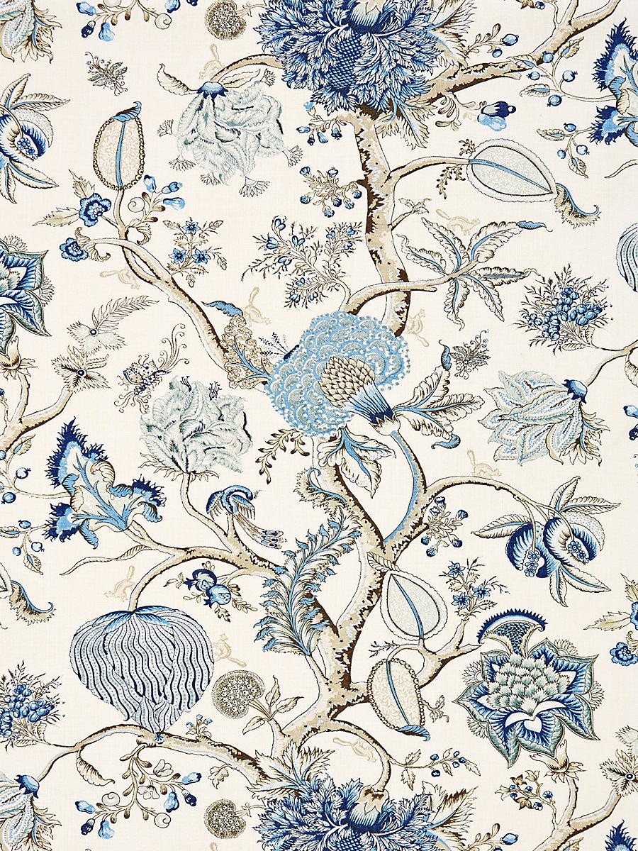 Scalamandre Pondicherry Linen Print Delft Fabric | DecoratorsBest