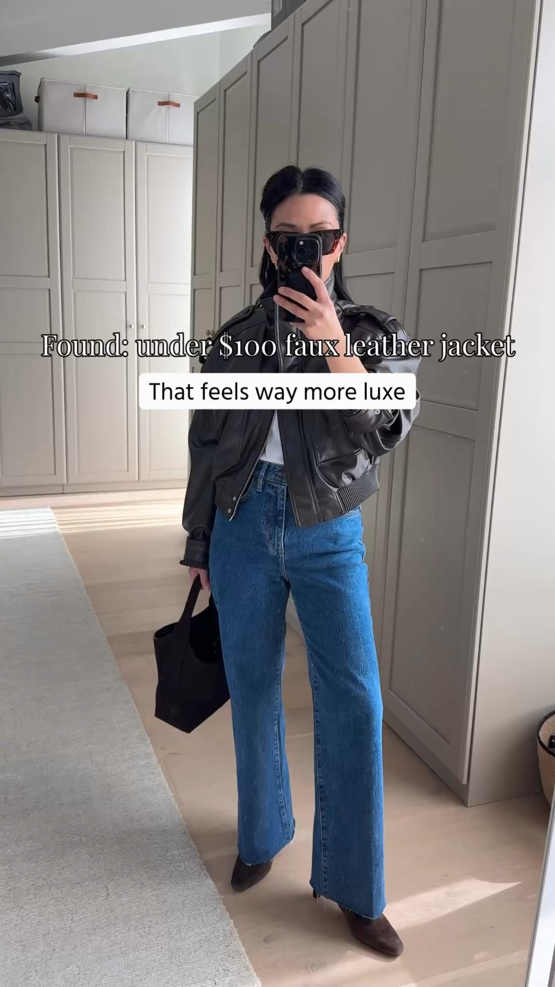 Spring Jackets: Zara Faux leather cropped jacket. Under $100. Fits tts. Faux leather is soft and moveable. 

Zara jacket small
J.Crew cropped tee small
Aritzia Remy jeans 26 - Cut hems and sized up
Madewell Dimes booties 5.5
Banana Republic bag - old
Celine sunglasses
Quince earrings
Dorsey James Necklace 15"

Petite style, spring outfits, spring style, leather jackets 

#LTKPetite #LTKootd #LTKOver40