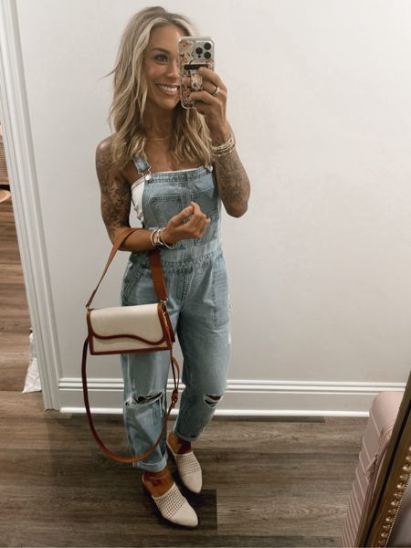 Spring outfit inspo — 🤎👏🏼 S overalls, 1/2 size up in mules! 

Walmart finds / Amazon finds / spring style / affordable style / casual cute / Holley Gabrielle 

#LTKSeasonal #LTKstyletip #LTKfindsunder50
