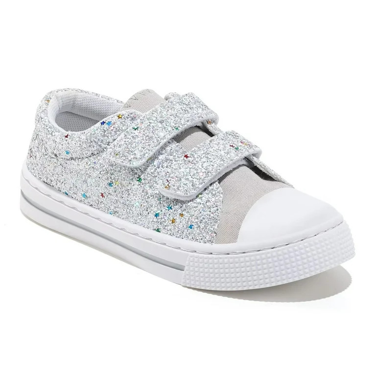 FUNCOO PLUS Kids Sneakers Toddler Girls Glitter Canvas Shoes with Hook and Loops, Silver, Size 9 ... | Walmart (US)