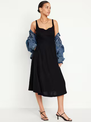 Fit &amp; Flare Linen-Blend Midi Dress for Women | Old Navy (US)