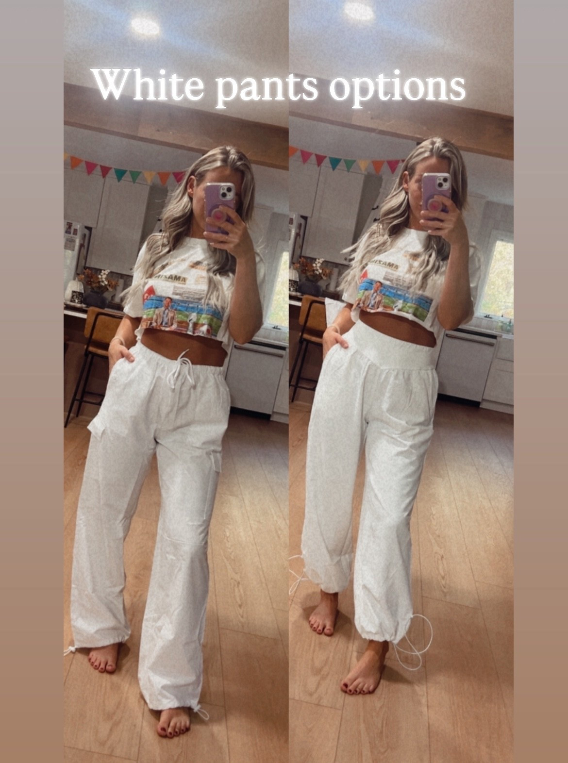 White pants.. perfect for a game day look or concert. Both have stretchy waistbands and are really comfortable!

Amazon 
Parachute pants 
Wide leg cargo pants 
Track pants 
Football season

#LTKSaleAlert #LTKActive #LTKFindsUnder50