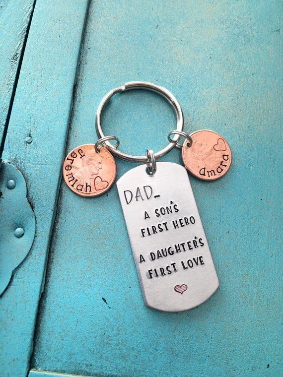 Personalized Dad Keychain Fathers Day Gift From Son Daughter | Etsy | Etsy (US)