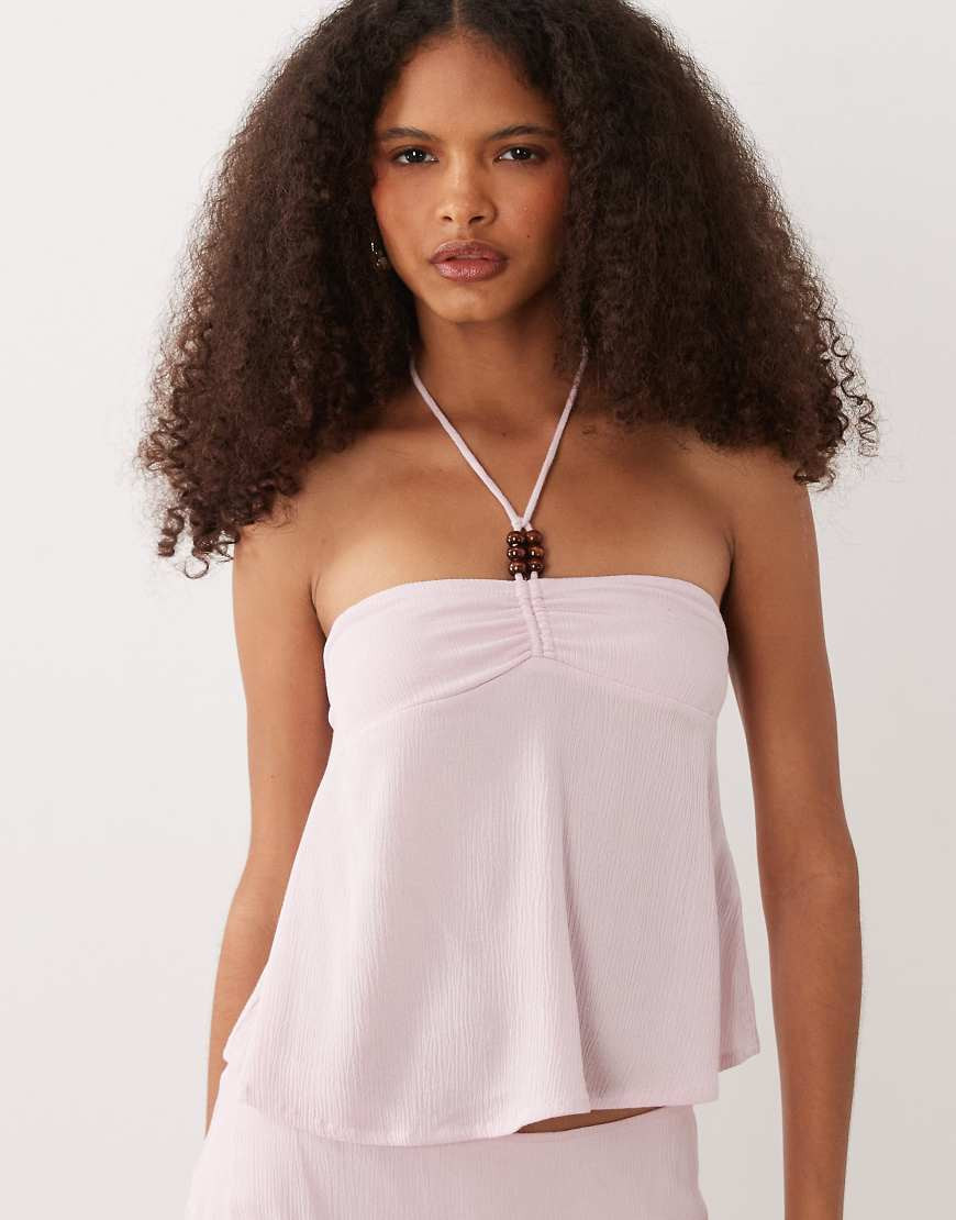 Motel grain halter neck beaded top in pink - part of a set | ASOS (Global)