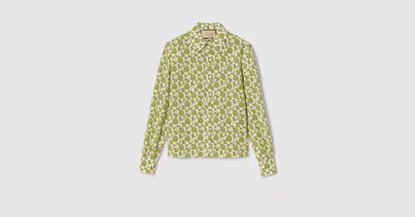 Floral print silk crêpe de chine shirt | Gucci (US)