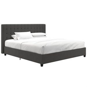 DHP Eva Tufted King Panel Bed in Gray | Homesquare