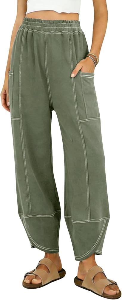 MINSURE Women Wide Leg Sweatpants Casual High Waist Baggy Lounge Travel Pants with Pockets | Amazon (US)