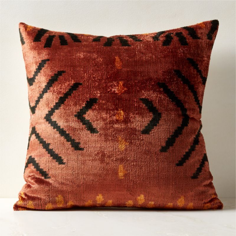 Oxido Red Silk Modern Throw Pillow with Feather-Down Insert 23" + Reviews | CB2 | CB2
