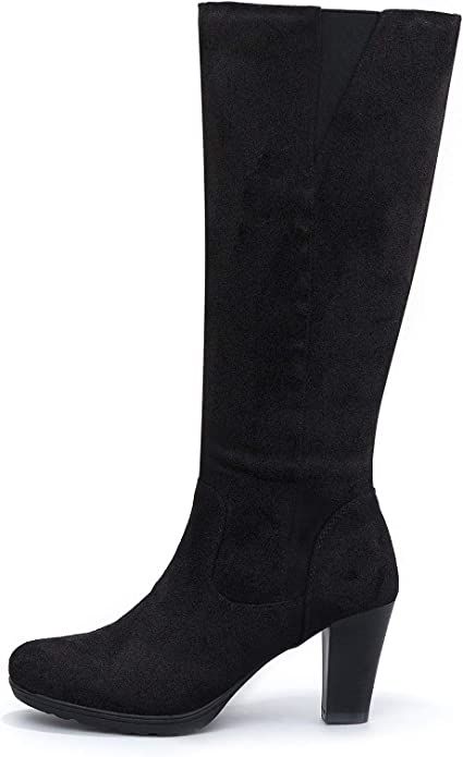 mysoft Women's Knee High Boots Chunky Heel Boots with Zipper | Amazon (US)