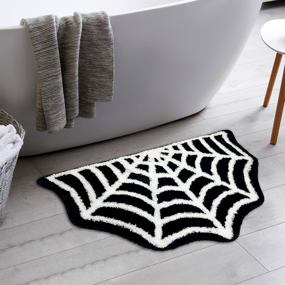 Spider Web Bathroom Rugs, Halloween Bath Mat Non-Slip Bath Rug Machine Washable Goth Rug, 31"×20... | Amazon (US)