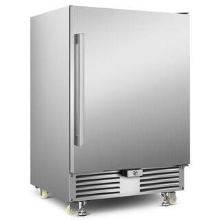 4.9cu. ft. 24 in. 190 Can Built-In/Freestanding Outdoor Cooler Fridge with 4 wheels, Weatherproof, Stainless Steel | The Home Depot