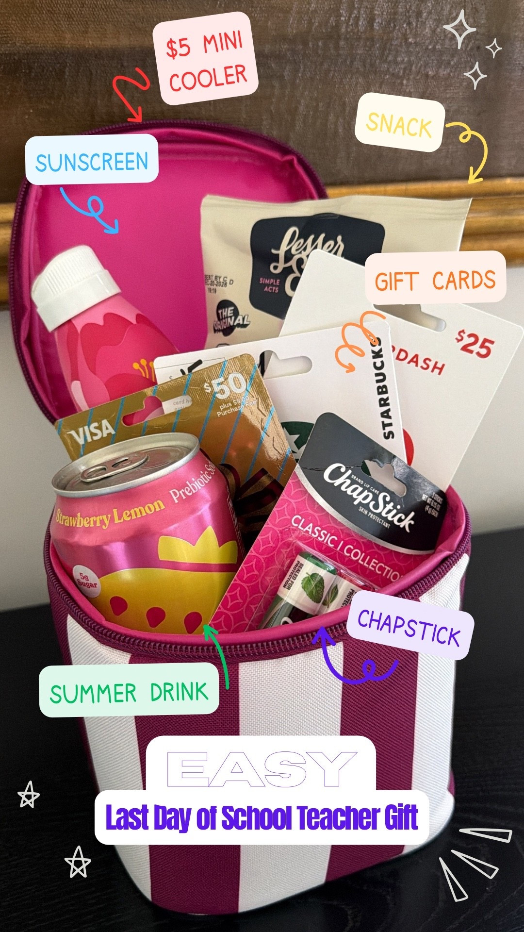 Easy last day of school teacher gift 🎁✨☀️ #teachergift #lastdayofschool