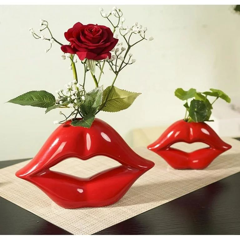 Heldig Red lips vase simple creative ceramic vase decoration European decorative couple romantic ... | Walmart (US)