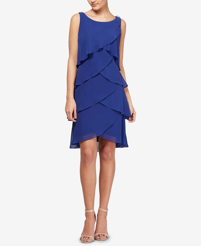 SL Fashions Tiered Chiffon Dress & Reviews - Dresses - Women - Macy's | Macys (US)
