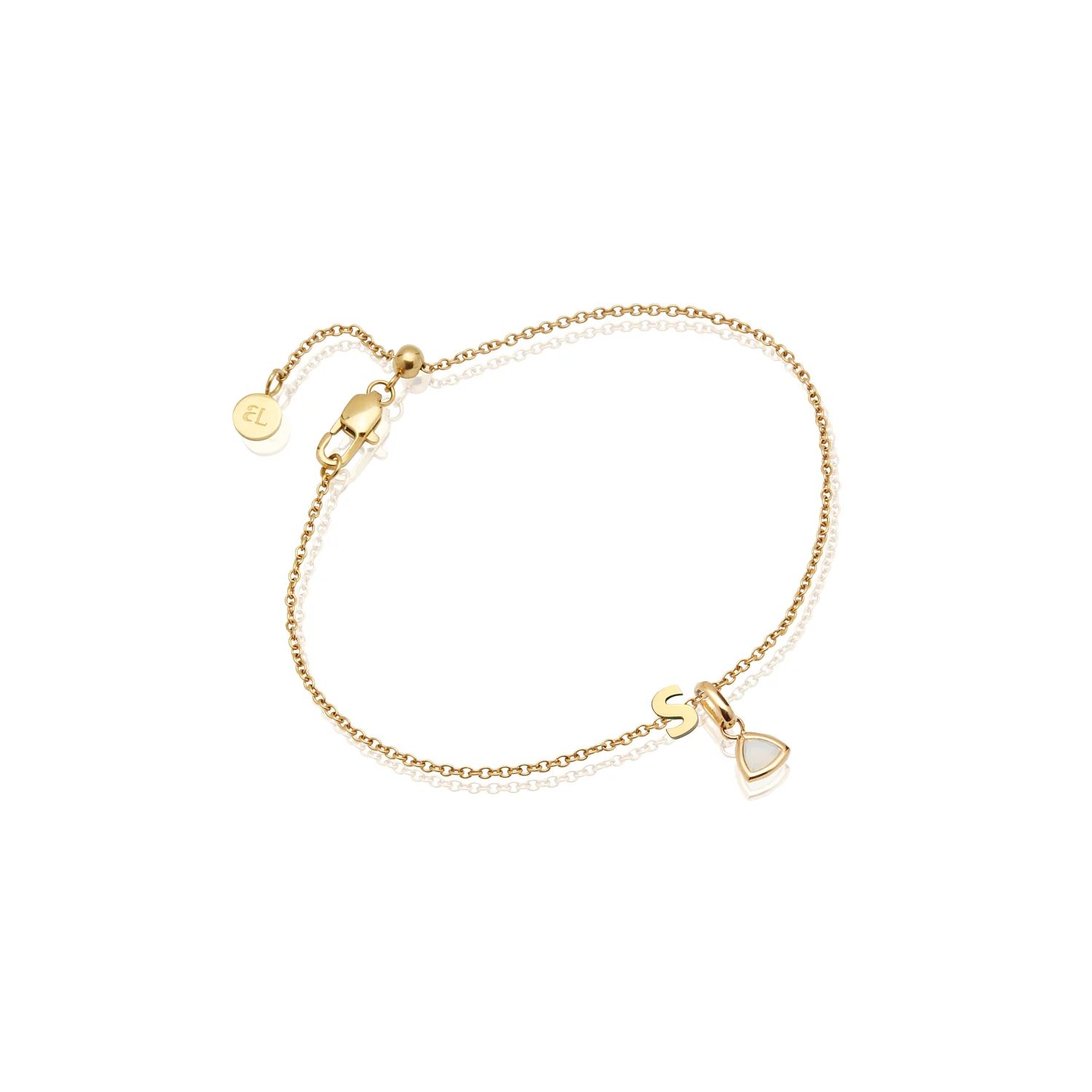 Birthstone & Little Luxe Letter Bracelet (Gold) | Abbott Lyon
