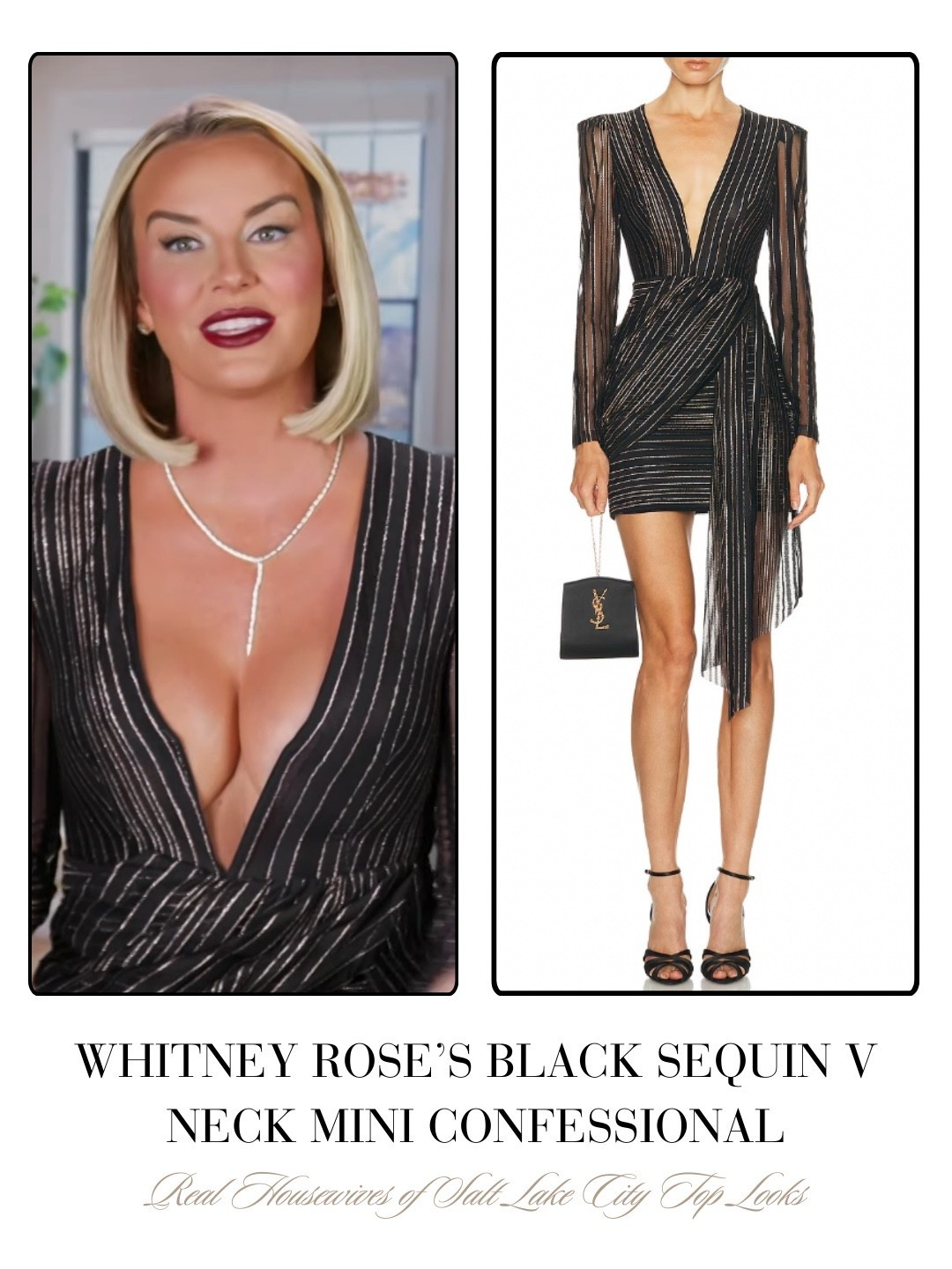 Whitney Rose’s Black Sequin V Neck Mini Confessional 