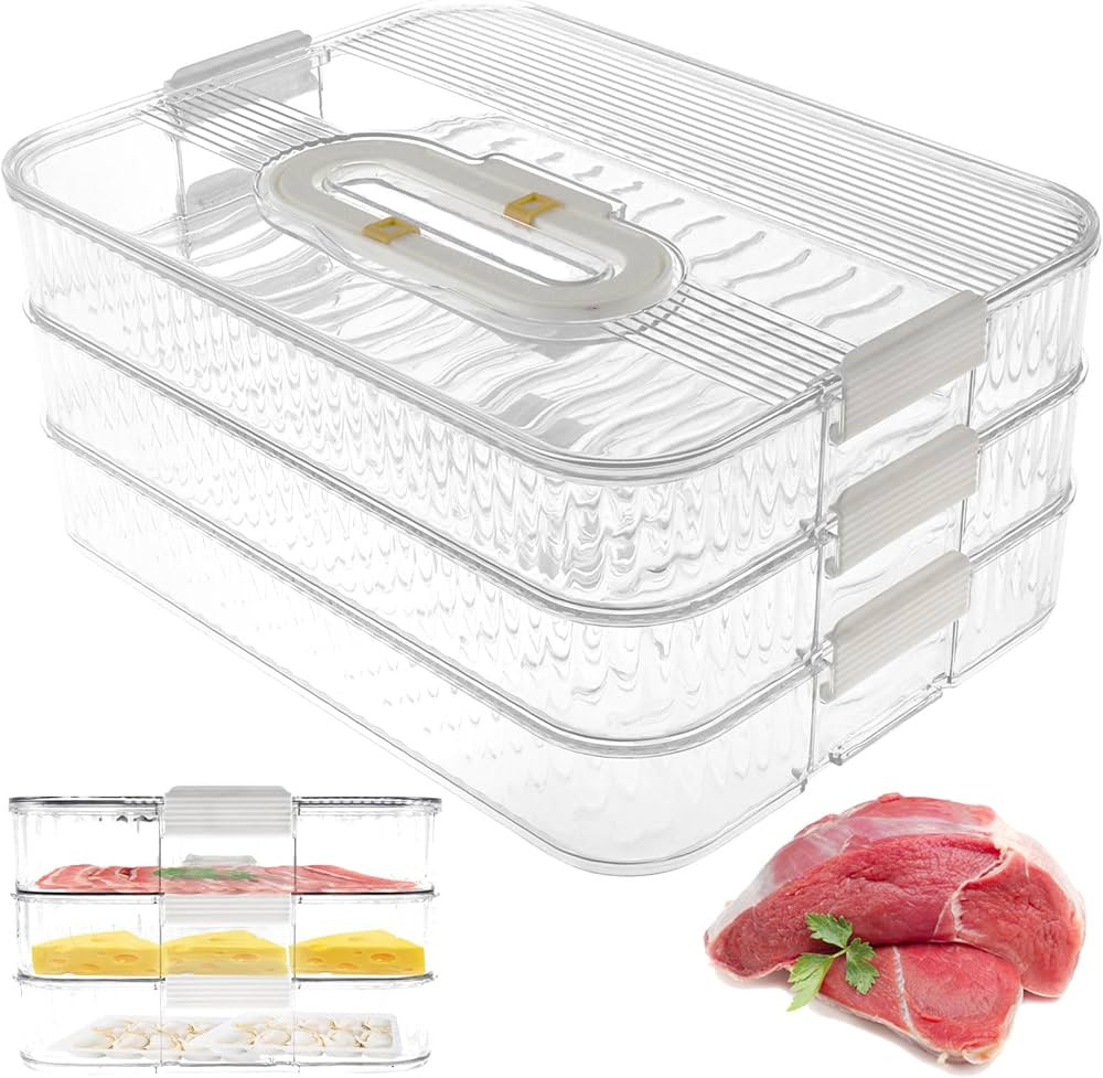 Deli Meat Container for Fridge, 3 Layer / 4 Layer Meat Container for Refrigerator Organizing, Bac... | Amazon (US)