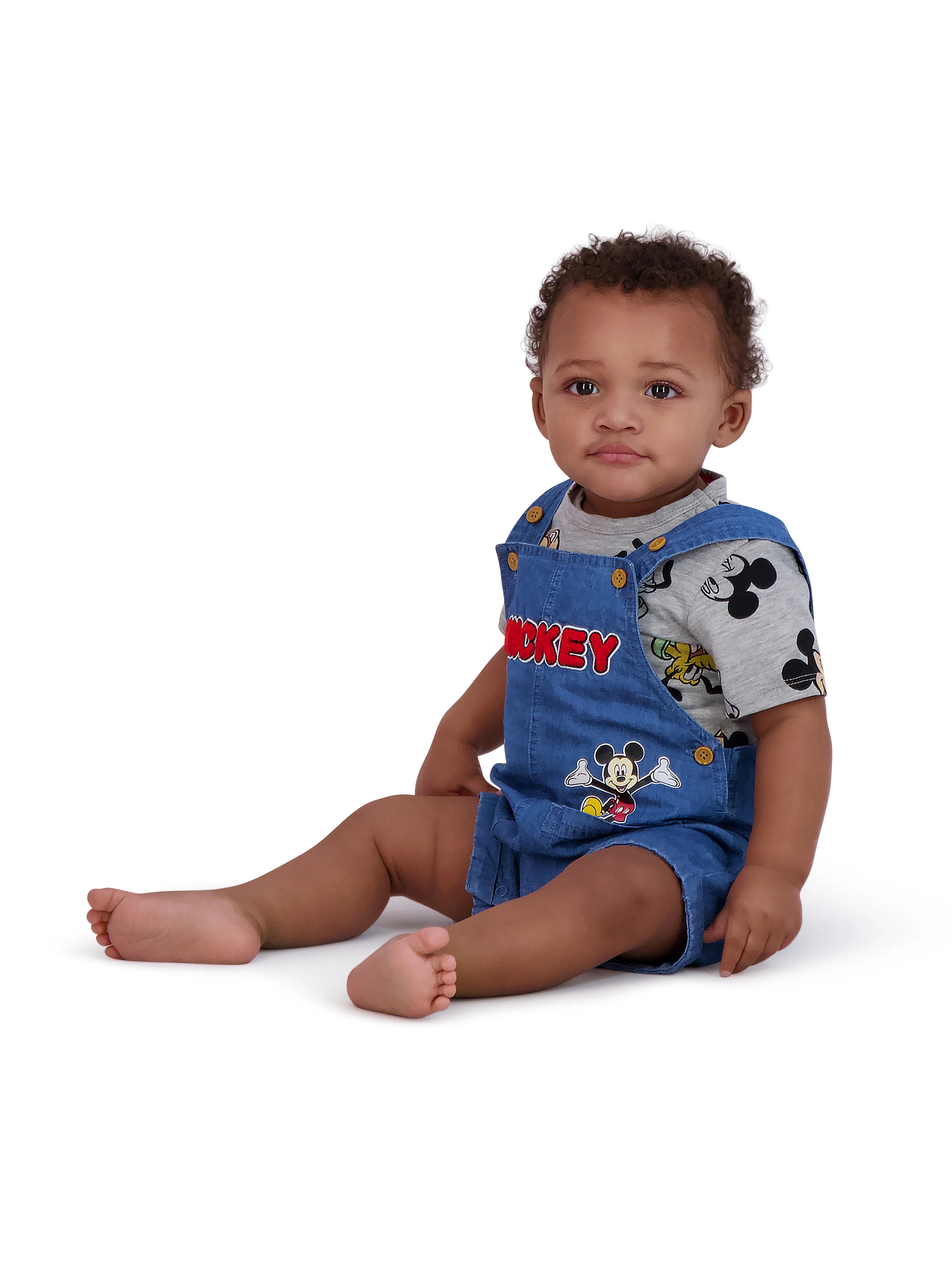 Mickey & Pluto Baby Boy Shortall Set, Sizes 0/3 Months-24 Months | Walmart (US)