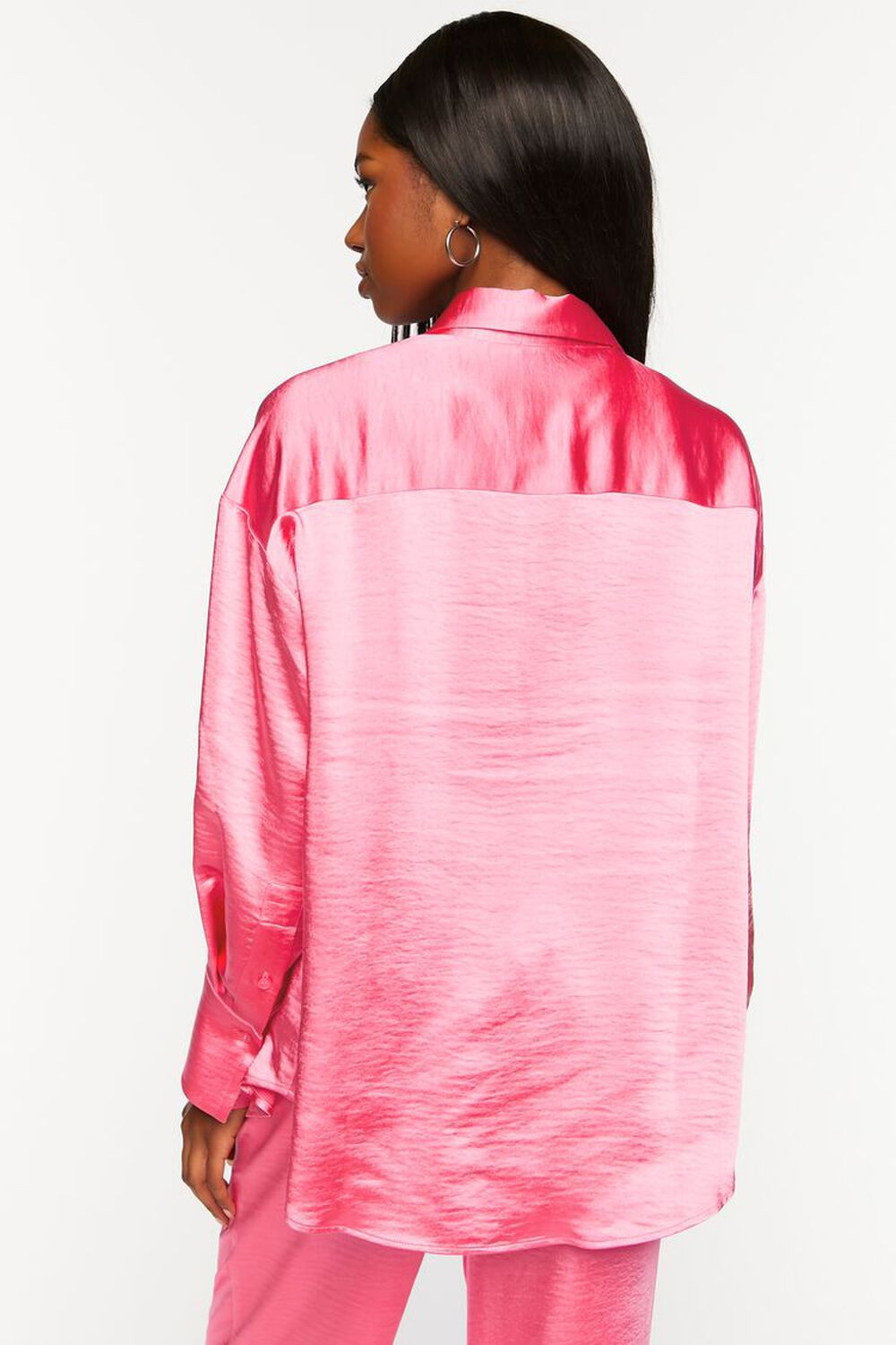 Satin Oversized Long-Sleeve Shirt | Forever 21 (US)