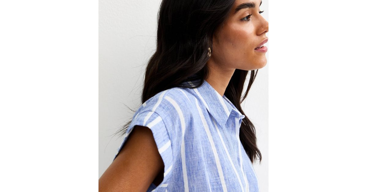 Blue Striped Tie Front Shirt | New Look | New Look (UK)