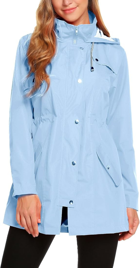 ZHENWEI Womens Lightweight Hooded Waterproof Active Outdoor Rain Jacket S-XXL | Amazon (US)