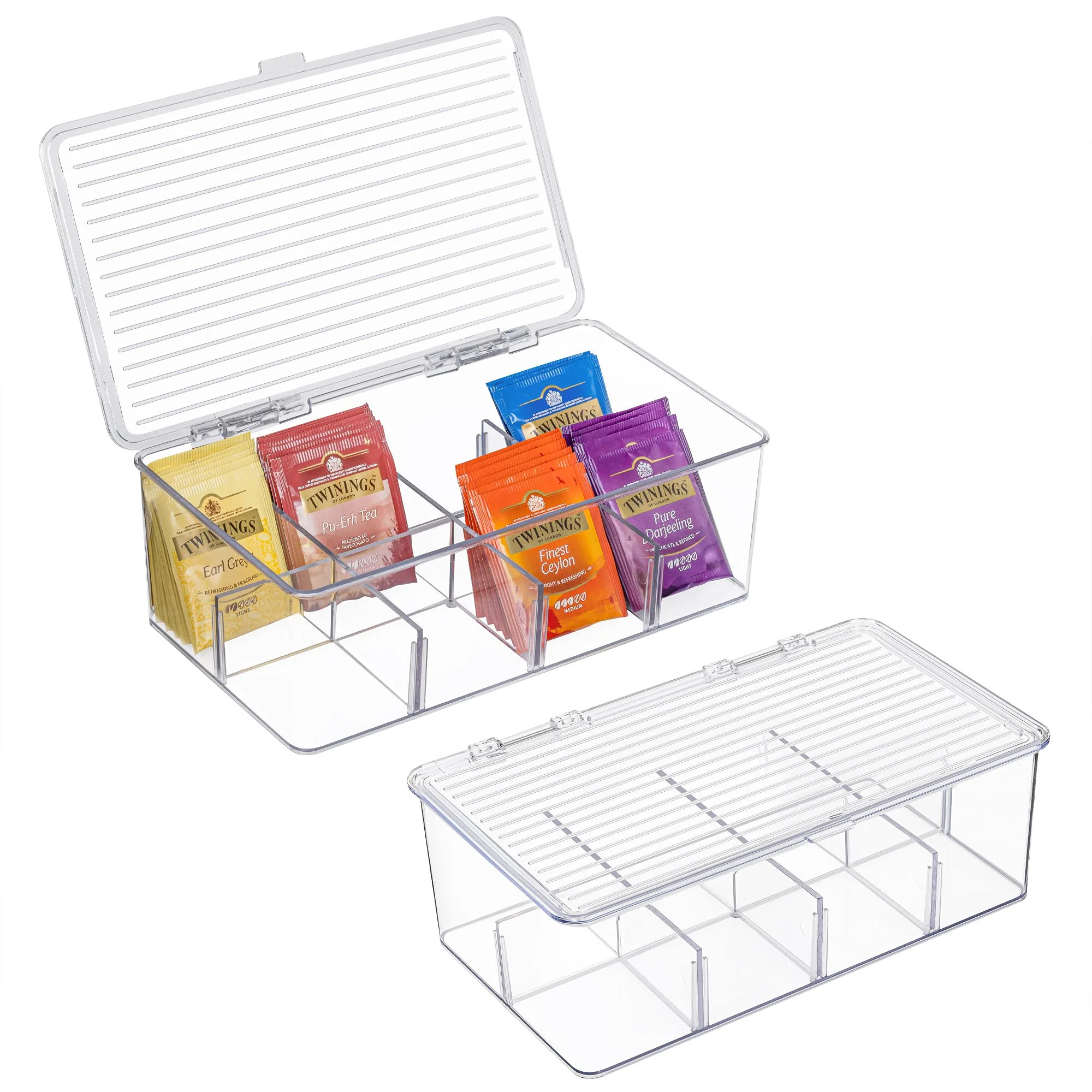 Tea Bag Organizer, Vtopmart Plastic Stackable Tea Storage Box, for Tea Bags, Coffee, Sugar Packet... | Walmart (US)