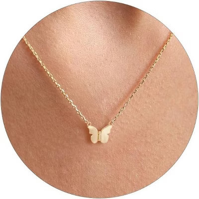 14K Gold Plated Necklaces for Women - Dainty Butterfly, Star of David, Moon and Star, Sun, Lotus, Infinity, Hummingbird, Bee Pendant Designs | Target