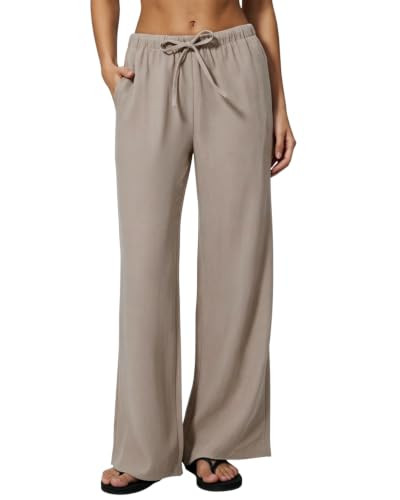 QINSEN Women's Wrinkle-Free Wide Leg Palazzo Pants High Rise Flowy Drape Drawstring Elastic Waist... | Amazon (US)
