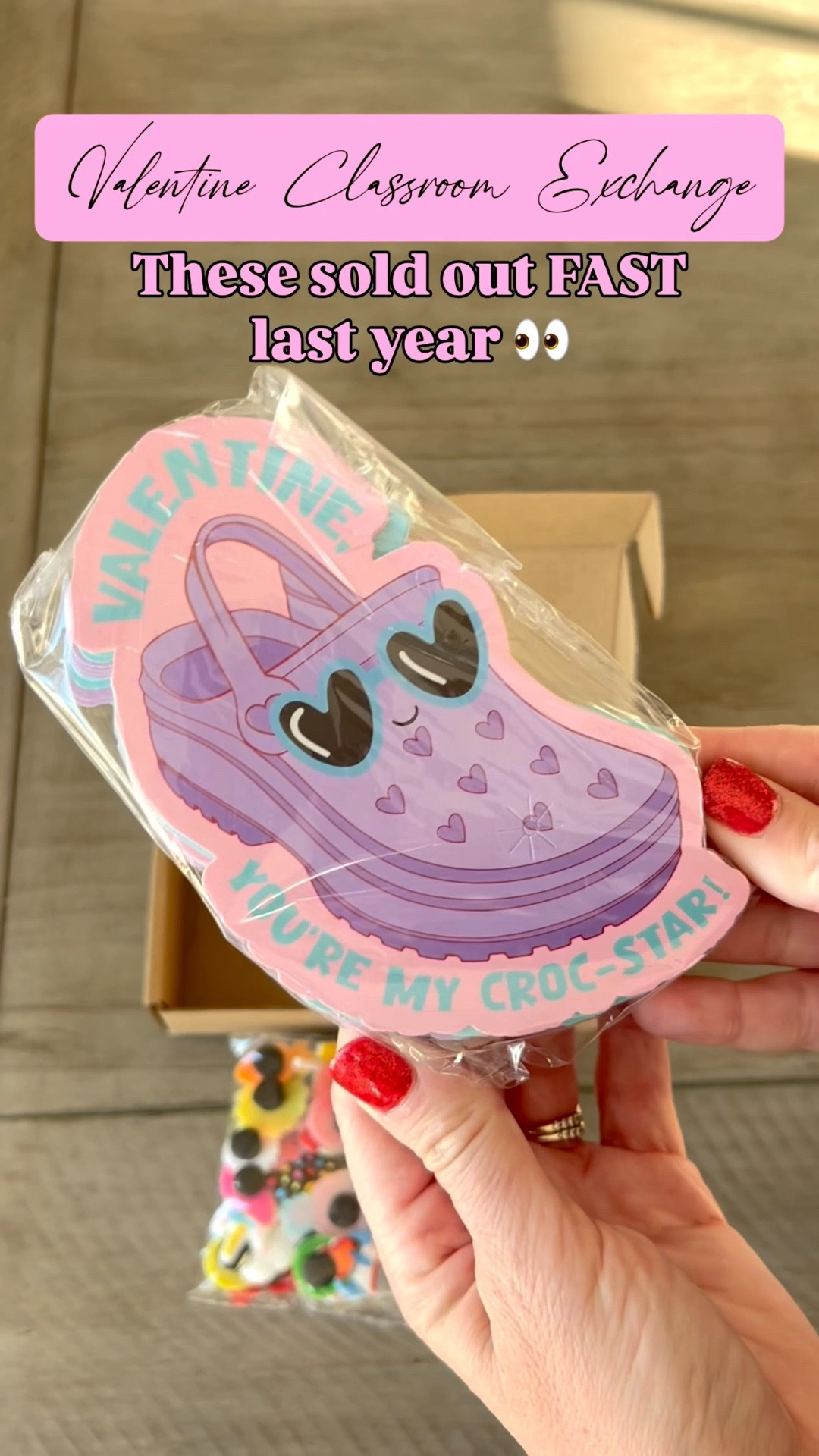 Classroom Valentine’s Day made EASY 💌
These Croc charm Valentine cards were a huge hit!  Each set comes with 36 unique shoe charms + bright, fun Valentine cards, and they’re so simple to assemble. Perfect for school exchanges, class parties, or Valentine’s parties. 

#ClassroomValentines
#ValentinesDay
#NonCandyValentines
#AmazonFinds
#SchoolValentines

#LTKSeasonal #LTKKids